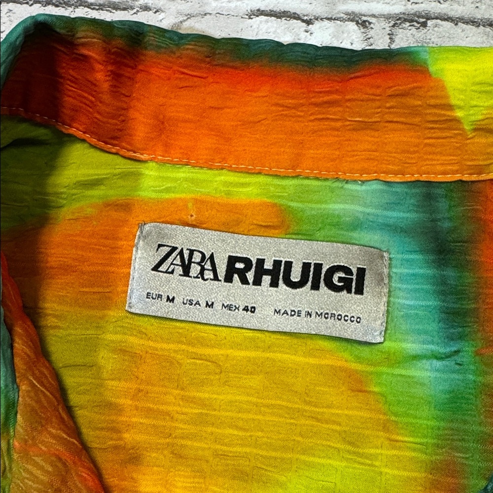 Zara x Rhuigi mens M medium oversized tie dye camp collar button up shirt - Picture 2 of 5
